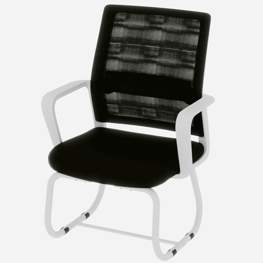Cadeira de escritório moderna minimalista - Estrutura metálica, assento confortável - PretoBranco