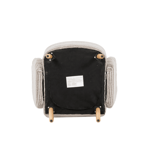 Poltrona individual 77x81 cm - Tecido com padrão circular, bolso lateral, pernas em madeira maciça - Caqui