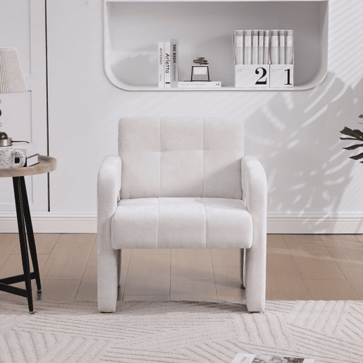 Poltrona individual de 1 lugar - Estilo nórdico, estofamento confortável e acolchoado - Bege