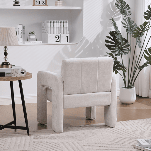 Poltrona individual de 1 lugar - Estilo nórdico, estofamento confortável e acolchoado - Bege
