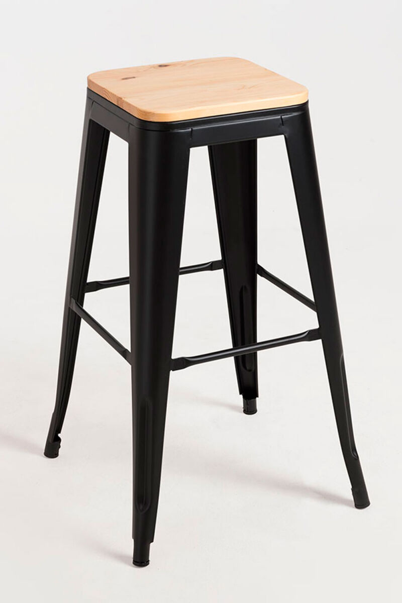 Pack 4 taburetes torix altos madera natural - negro mate