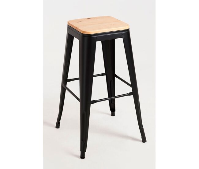 Pack 4 taburetes torix altos madera natural - negro mate