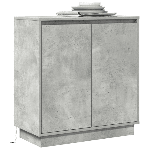 Aparador - Bufete - Móvei de apoio LED Cinzento 71 x 34,5 x 75 cm Madeira processada pt4133