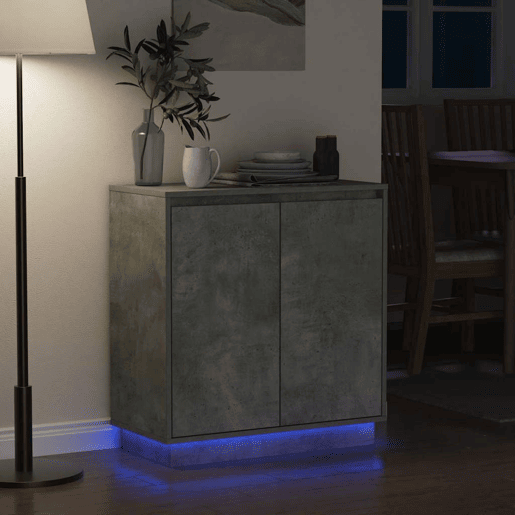 Aparador - Bufete - Móvei de apoio LED Cinzento 71 x 34,5 x 75 cm Madeira processada pt4133