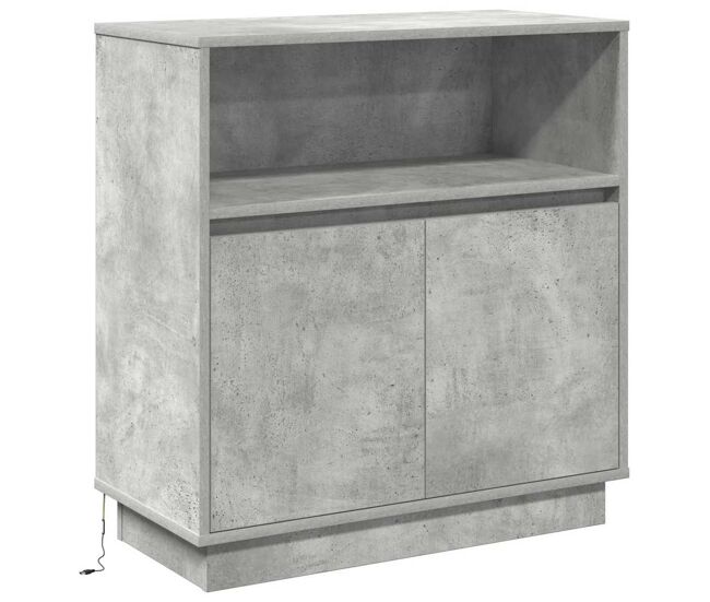 Aparador - mueble de almacenamiento led gris hormigón 71 x 34,5 x 75 cm es4140