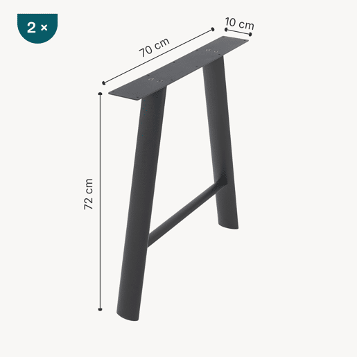 Conjunto de 2 quadros de mesa Hullem aço em forma de A 72x70x10 cm preto en.casa