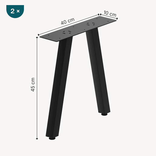Conjunto de 2 estruturas de mesa Heustreu DIY aço 45x40cm preto en.casa