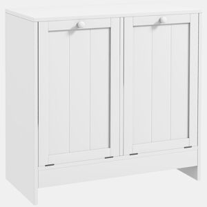 kleankin Armário de Casa de Banho com Cestos de Roupa Suja Móvel Roupa Suja com 2 Compartimentos Ideal para Lavandaria 66x33x68 cm Branco