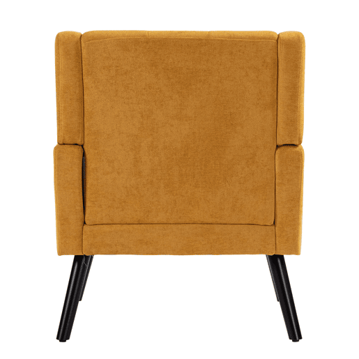 Poltrona estofada média - estilo Mid-Century, almofada de alta densidade, pernas de madeira - Amarelo
