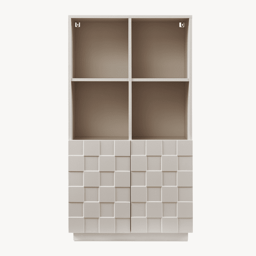 Cómoda alta Bopibobro com 2 portas 8 compartimentos 118x64x30 cm Bege en.casa
