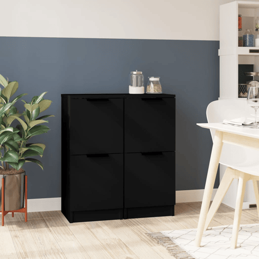 Aparadores - Bufetes - Móveis de apoio 2 pcs 30x30x70 cm derivados de madeira preto pt2949