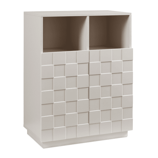 Cómoda alta Bopibobro com 2 portas 6 compartimentos 86x64x36 cm Bege en.casa
