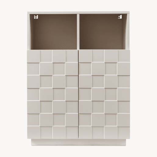 Cómoda alta Bopibobro com 2 portas 6 compartimentos 86x64x36 cm Bege en.casa