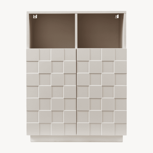 Cómoda alta Bopibobro com 2 portas 6 compartimentos 86x64x36 cm Bege en.casa