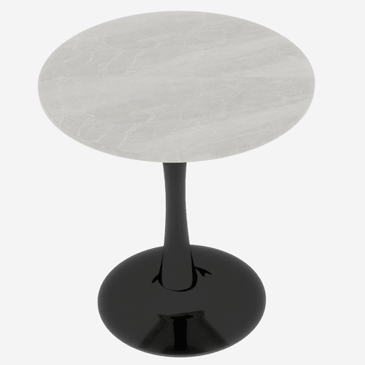 Mesa de centro 70 cm - estilo moderno de meados do século, tampo redondo em mármore - PretoBranco