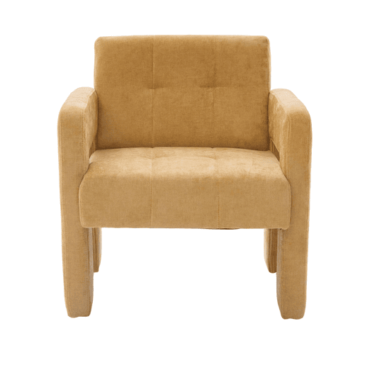 Poltrona individual - estofada acolchoada estilo nórdico - amarelo mostarda