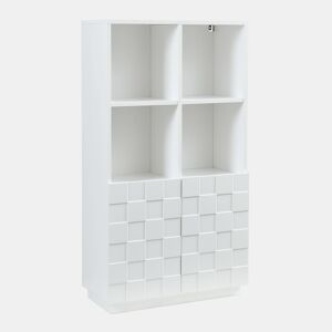 Cómoda alta Bopibobro com 2 portas 8 compartimentos 118x64x30 cm Blanco en.casa
