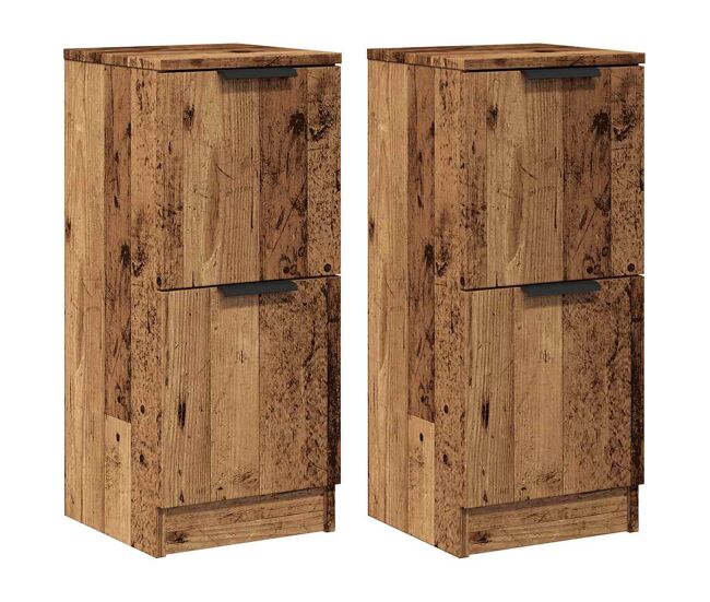 Aparador - muebles de almacenamiento 2 uds madera ingeniería madera envejecida 30x30x70cm es5237