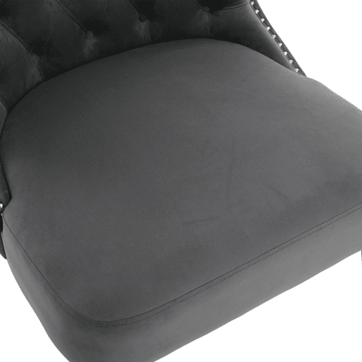 Poltrona individual - sem braços com botões e tachas, design moderno - Cinza Poltrona individual - sem braços com botões e tachas, design moderno - Cinza