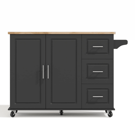 Mesa de cozinha 137x43x92 cm - dobrável, com gavetas e toalheiro - preta