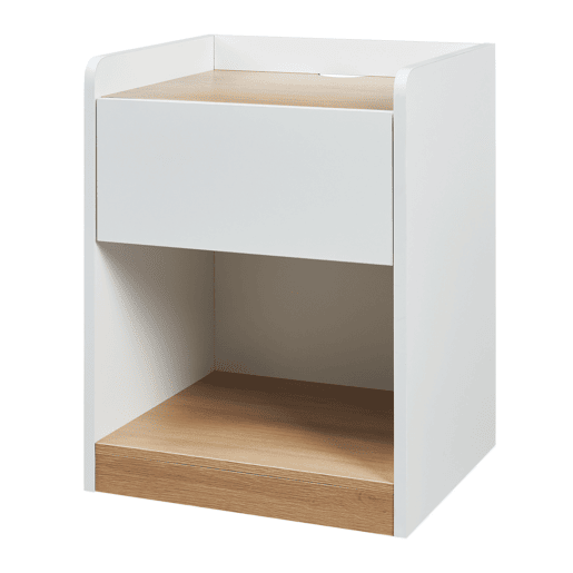 Mesa de cabeceira Kuorshare 1 gaveta 55x42x37 cm brancocarvalho en.casa