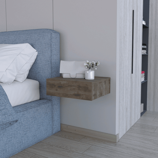 Mesa de cabeceira flutuante LINDEN com gaveta para organização funcional