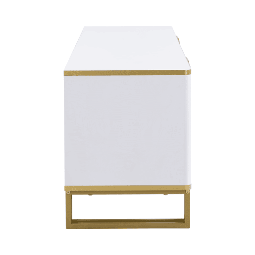 Móvel de TV 160x37,5 cm - 4 portas, textura geométrica, design exclusivo - Branco