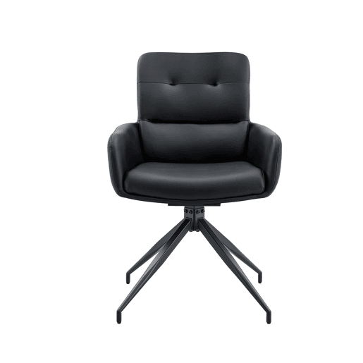 Cadeiras giratórias para sala de jantar, 2 unidades u2013 PU preto, design luxuoso, pernas metálicas, rotação de 360°