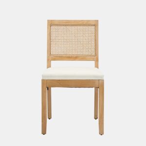 Cadeiras de sala de jantar em rattan, 2 unidades - estilo mid century, assento em cana, estrutura em madeira - bege