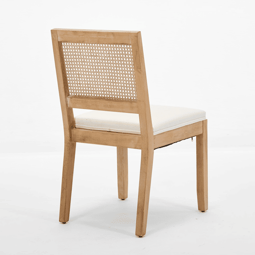 Cadeiras de sala de jantar em rattan, 2 unidades - estilo mid century, assento em cana, estrutura em madeira - bege