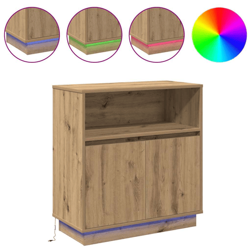 Aparador - Bufete - Móvei de apoio LED Carvalho Artesanal 71 x 34,5 x 75 cm pt4196