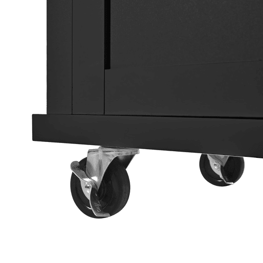 Ilha de cozinha móvel 131 cm - extensível com rodas, gavetas e caixote do lixo - preto