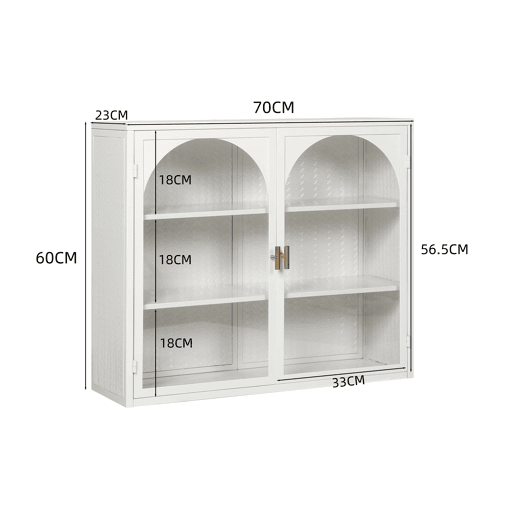 Armário de parede 70 cm - 2 portas com 3 níveis de arrumação e design trançado - Branco