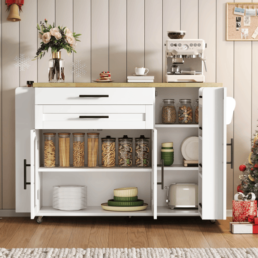 Ilha de cozinha móvel 120x4570x90 cm - dobrável, carrinho com rodas e arrumação - branco