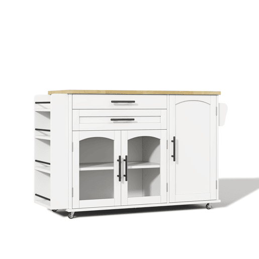 Ilha de cozinha móvel 120x4570x90 cm - dobrável, carrinho com rodas e arrumação - branco
