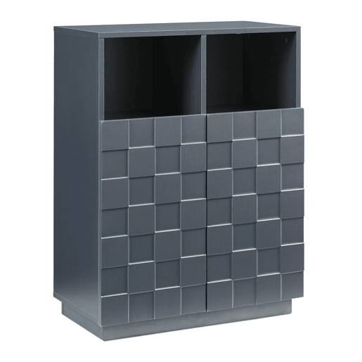 Cómoda alta Bopibobro com 2 portas 6 compartimentos 86x64x36 cm Cinzento escuro en.casa
