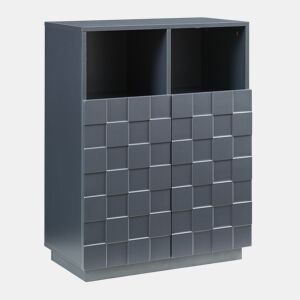 Cómoda alta Bopibobro com 2 portas 6 compartimentos 86x64x36 cm Cinzento escuro en.casa
