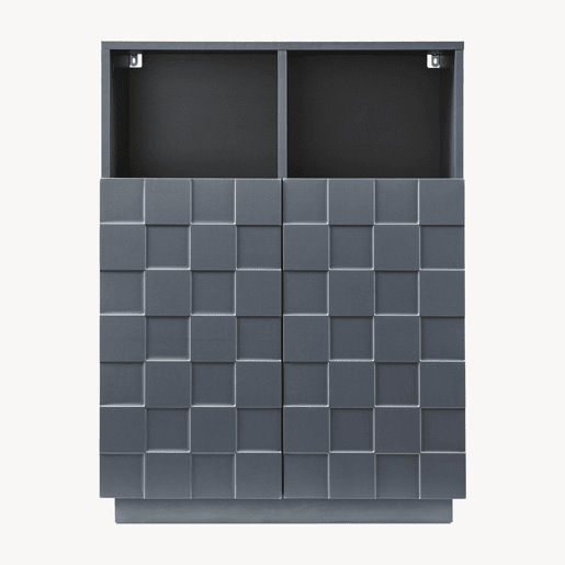 Cómoda alta Bopibobro com 2 portas 6 compartimentos 86x64x36 cm Cinzento escuro en.casa