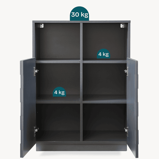 Cómoda alta Bopibobro com 2 portas 6 compartimentos 86x64x36 cm Cinzento escuro en.casa