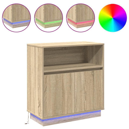 Aparador - Bufete - Móvei de apoio LED Carvalho Sonoma 71 x 34,5 x 75 cm pt4210