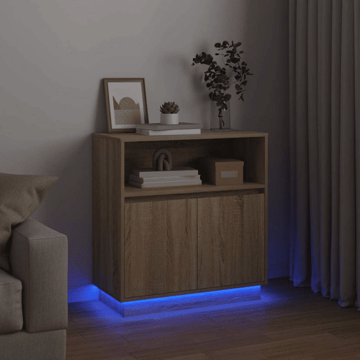 Aparador - Bufete - Móvei de apoio LED Carvalho Sonoma 71 x 34,5 x 75 cm pt4210
