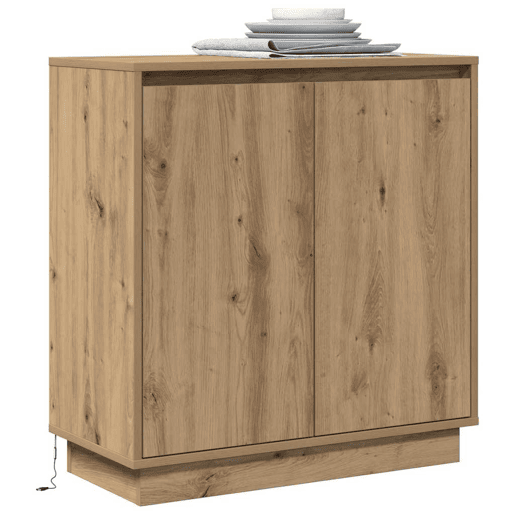 Aparador - Bufete - Móvei de apoio LED com porta Carvalho Artesanal 71 x 34,5 x 75 cm pt4136