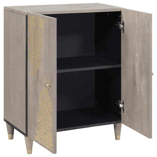 Bufete - Móvei de apoio Cinza e Ouro 60 x 33 x 75 cm Madeira de manga maciça pt4087