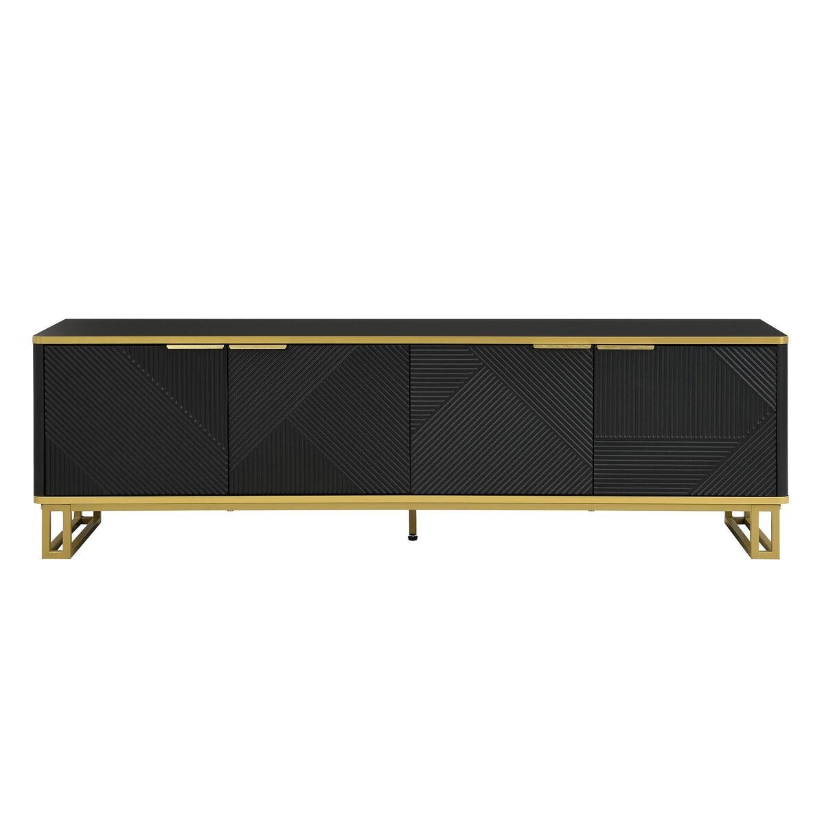 mueble tv 160x375 cm - 4 puertas diseno geometrico bajo - negro
