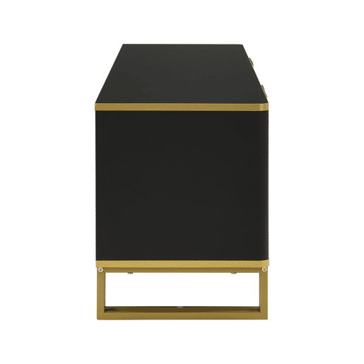 Móvel de TV 160x37,5 cm - 4 portas, design geométrico, baixo - Preto