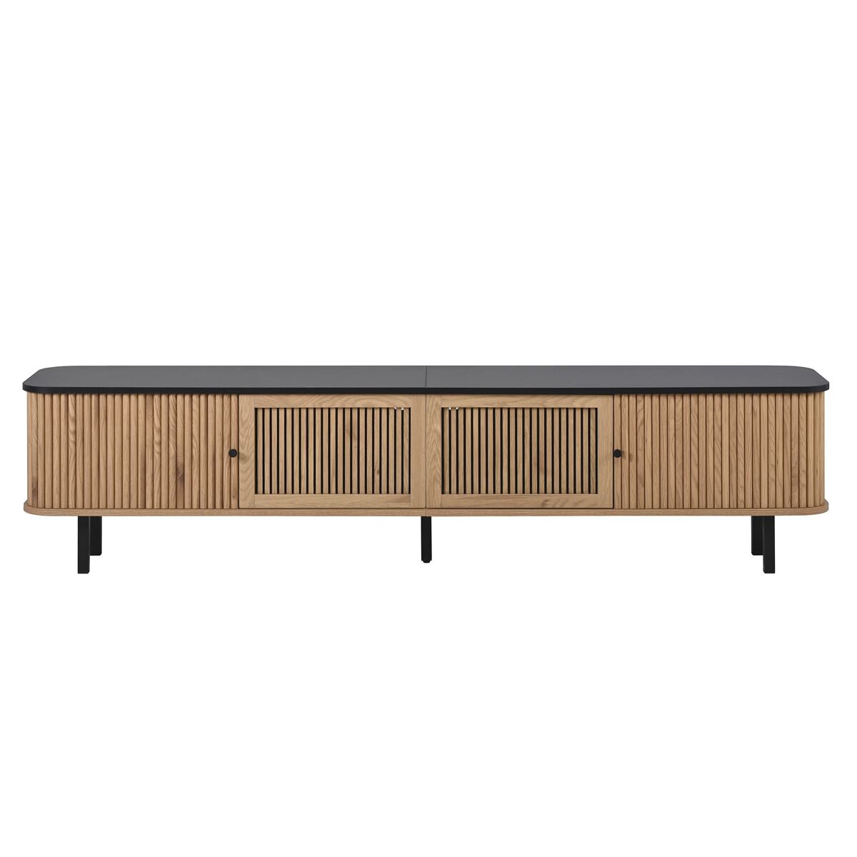 mueble tv 190x35x45 cm - dos puertas correderas dos puertas de rejilla diseno unico - roble