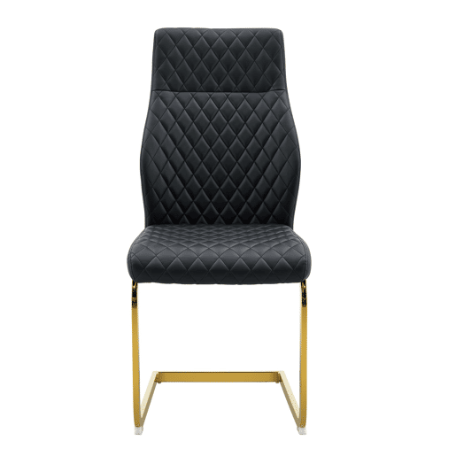 Cadeiras de sala de jantar 2 unidades - encosto alto acolchoado, estrutura metálica - preto e dourado