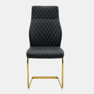 Cadeiras de sala de jantar 2 unidades - encosto alto acolchoado, estrutura metálica - preto e dourado