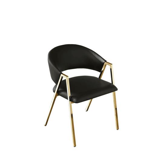 2 cadeiras de jantar - PU preto, estrutura dourada, design moderno minimalista - Preto