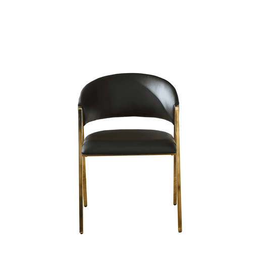 2 cadeiras de jantar - PU preto, estrutura dourada, design moderno minimalista - Preto